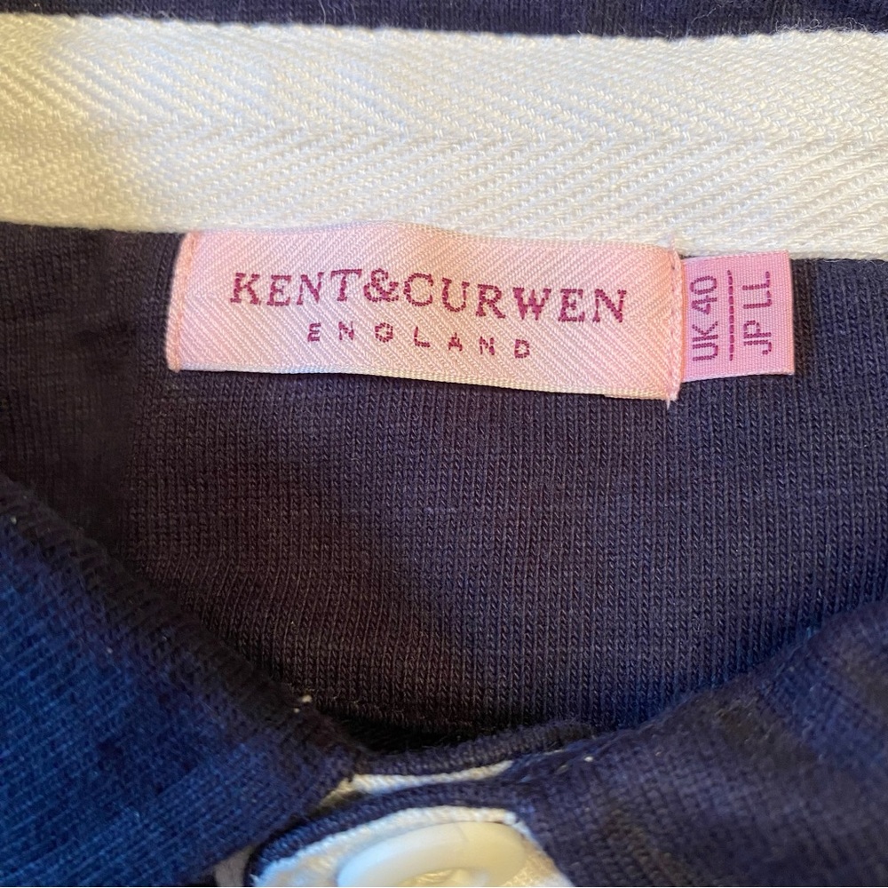 KENT & CURWEN MENS RUGBY POLO SHIRT ENGLAND BLUE PURPLE WHITE COTTON UK 40 US M - Picture 12 of 14